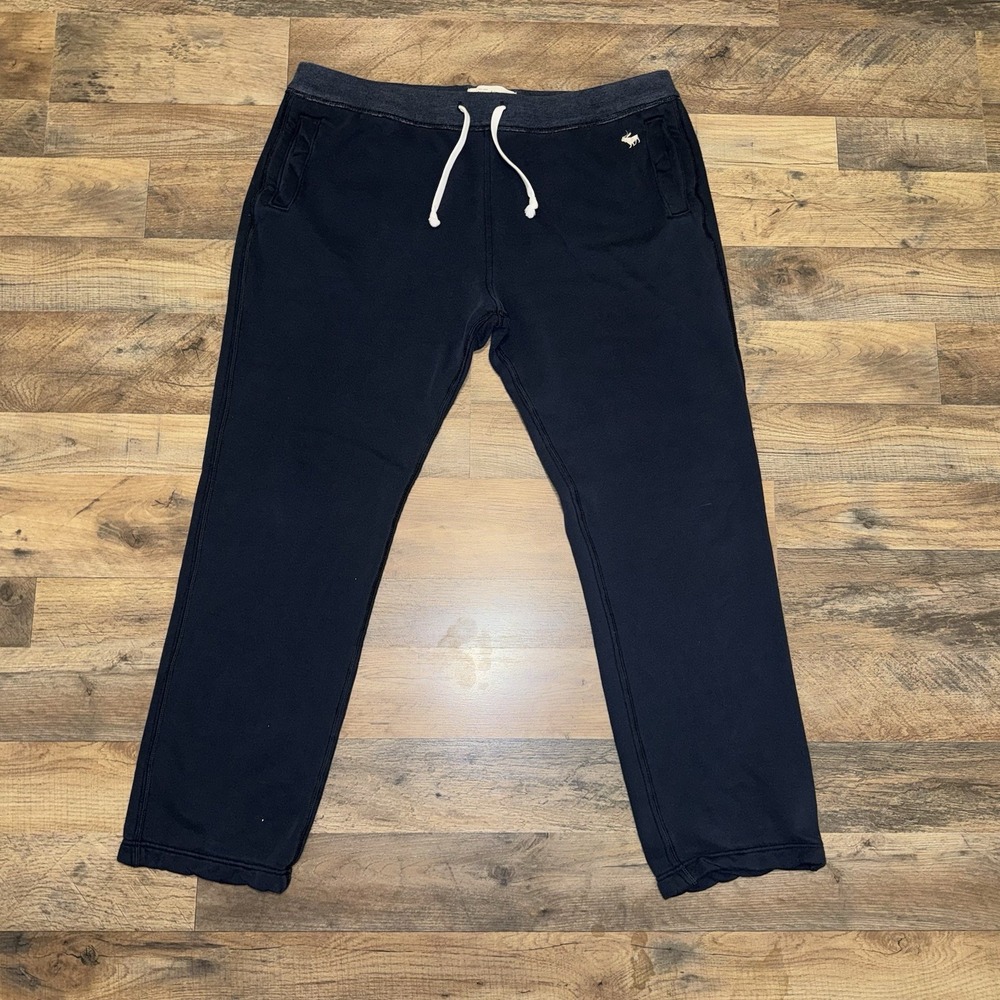 Abercrombie & Fitch Sweatpants Navy Blue Wide Leg Moose Logo Y2K Size XL